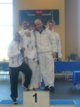 Coupe de france karat� Full contact, de gauche � droite : Claudia, Daphn�e, Laura, Pascal Poletti coach,  Tom - � Saint Quentin picardie
